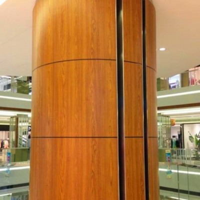 云南昆明商場室內(nèi)裝飾仿木紋色包柱子鋁板廠家選廣東德普龍單板廠。