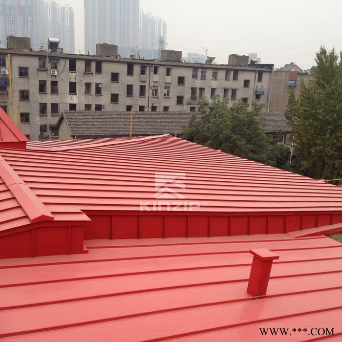 kinzip 0.8mm厚鋁鎂錳板25-430型暗扣式直立咬合屋面 鋁合金屋頂瓦鋁板