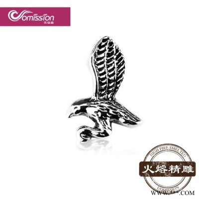 金屬珠 大孔動(dòng)物珠雄鷹展翅珠子 diy大孔精雕電鍍串珠子材料